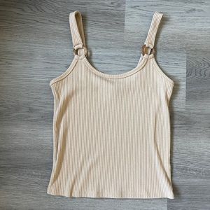 Ladies Forever 21 ribbed tank top. Size Medium. Tan. Cute accents on straps soft